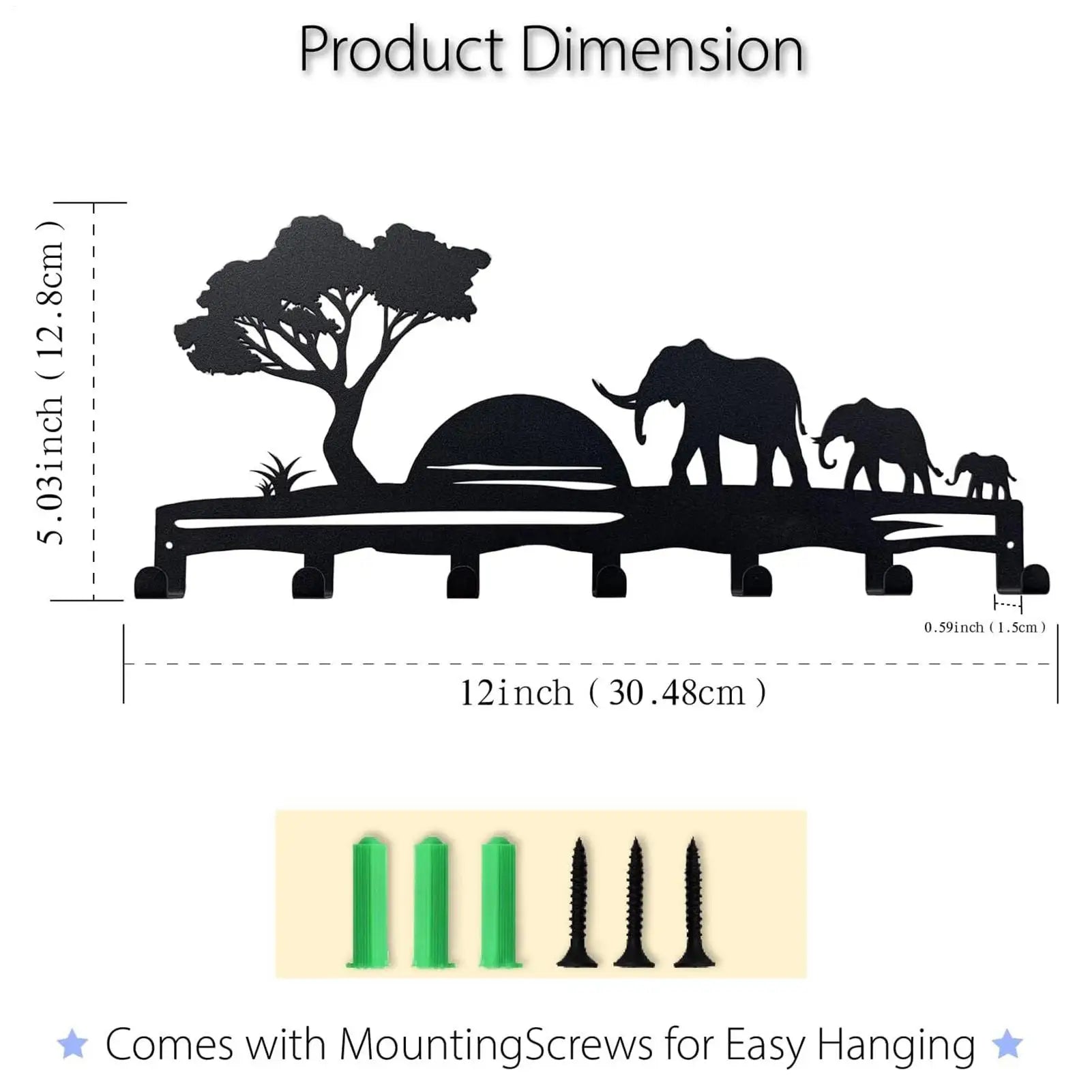 Key Hanger 7 Hooks Adhesive Metal Decorative Entryway Holder Rack