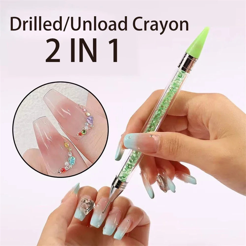 Nails Art Brush For Manicure Double Head Point drill pen Dot Painting Point Pen Rhinestone Picker Wax Pencil Crystal Handle Tool Zpaxo