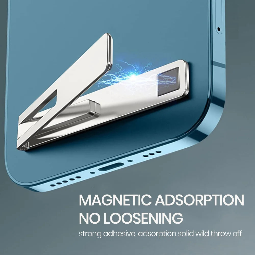 Ultra-Thin Magnetic Foldable Phone Stand | Metal Kickstand Phone Desk Stand Zpaxo