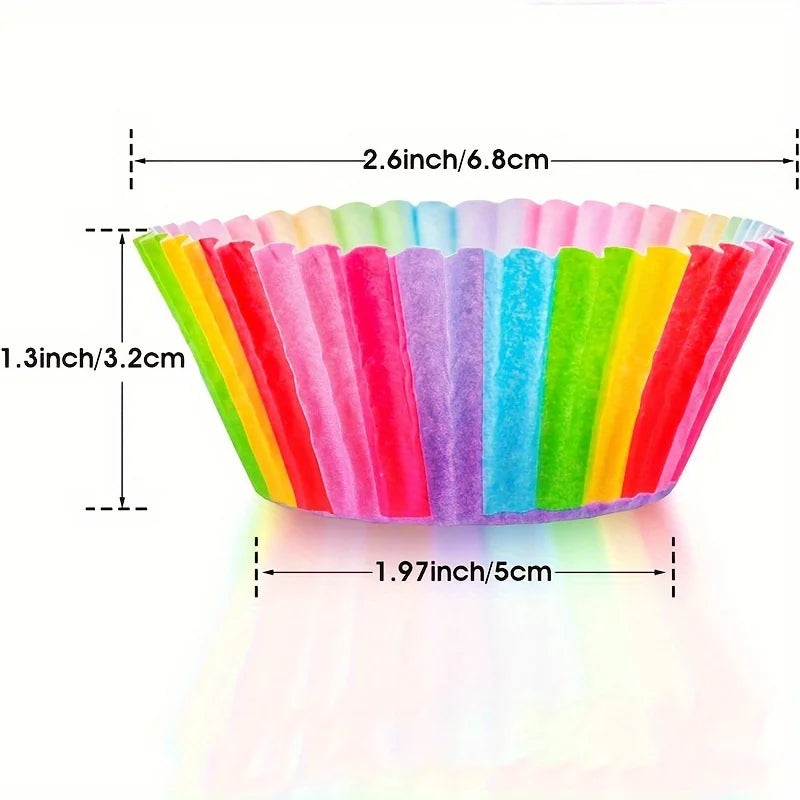 200-Pack Rainbow Cupcake Liners – Greaseproof Muffin Cups Cupcake Liners Zpaxo