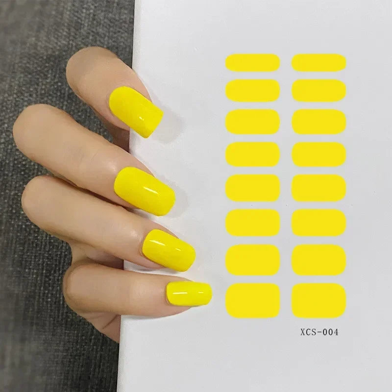 53 Colors Nail Polish Stickers Pure Strips Waterproof Adhesive Full