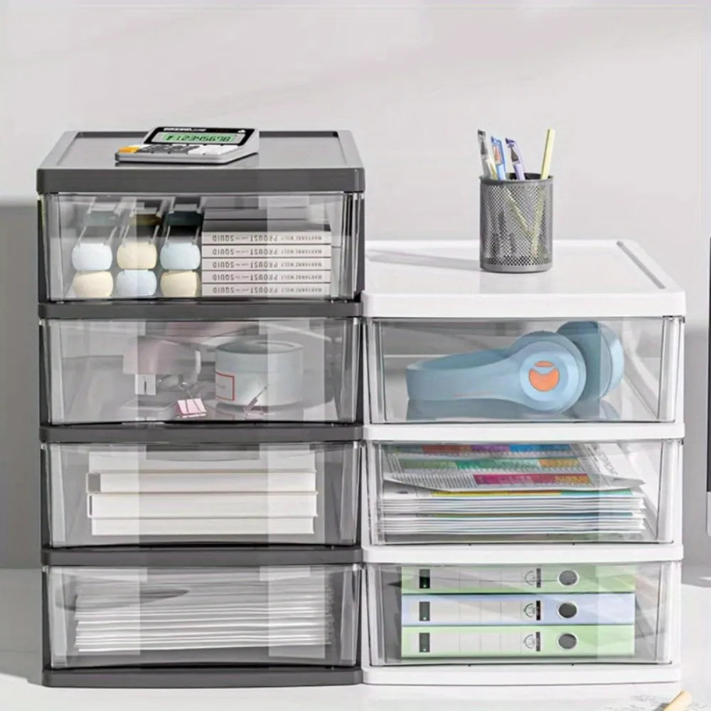 4 Layer Transparent Desktop Storage Box Suitable Organizing Office