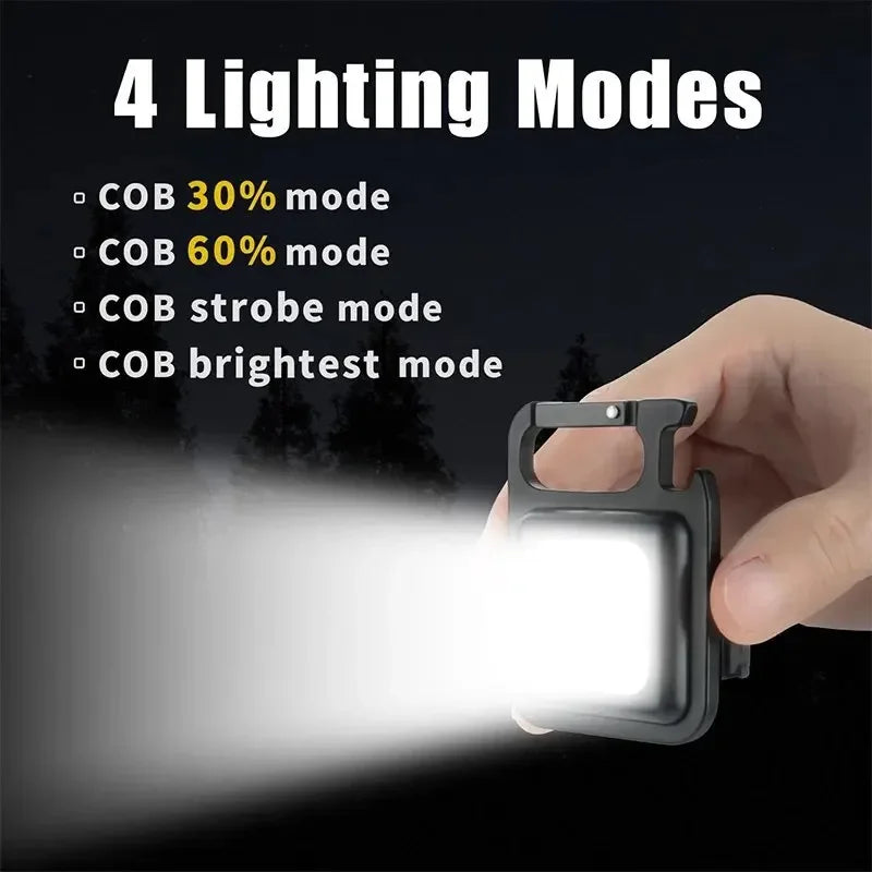 1500LM COB LED Keychain Flashlight – USB Rechargeable & Waterproof