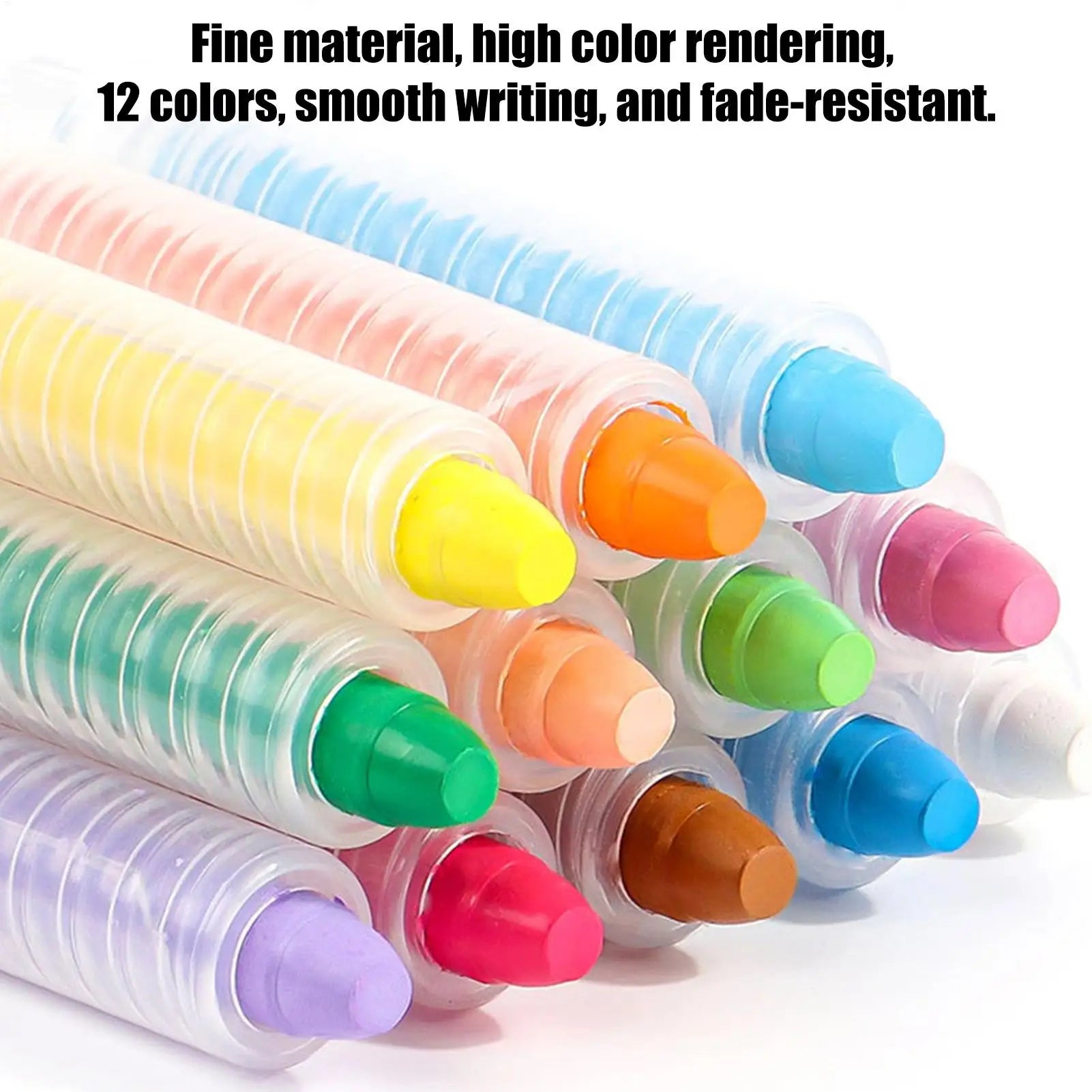 Dustless Chalk 12 Colored Water-soluble Chalk Erasable Non Dirty Hands Dust Free Chalk Blackboard Graffiti Painting Solid Chalk Zpaxo