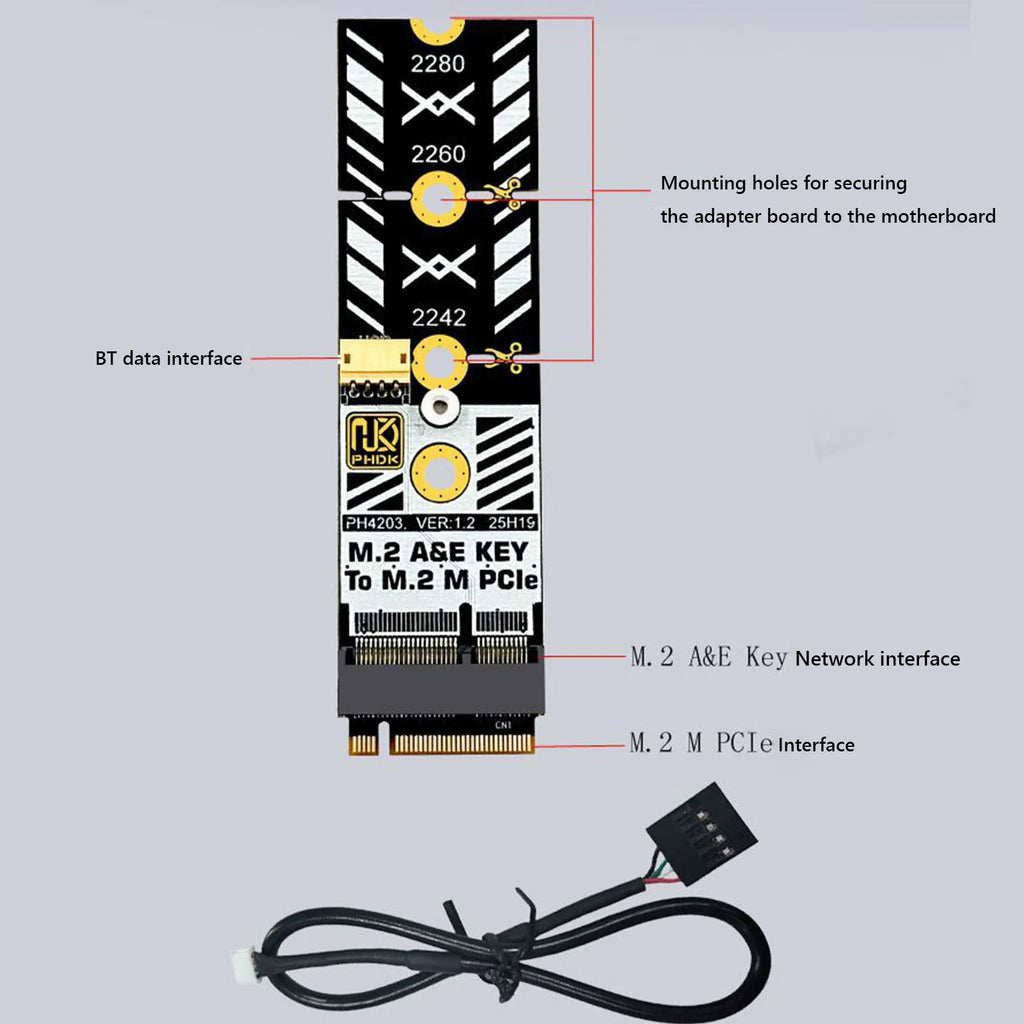 M2 A+e Key M SSD Adapter Card 2 Wifi Interface E Expansion Compatible