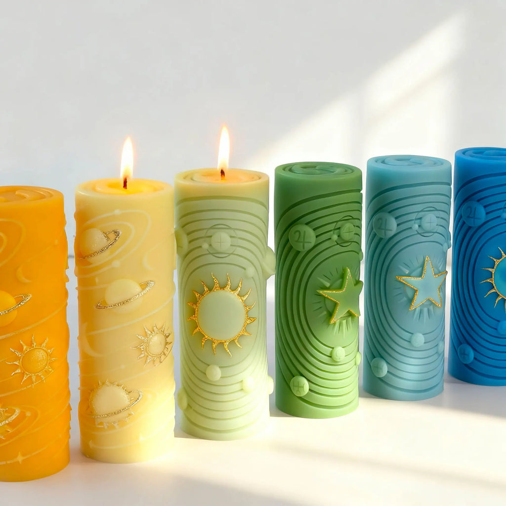 Planet Series Relief Star Sun Moon Candle Silicone Mold Cylindrical Aromatherapy Handmade Soap Gypsum Plaster Mold Home Decor Zpaxo