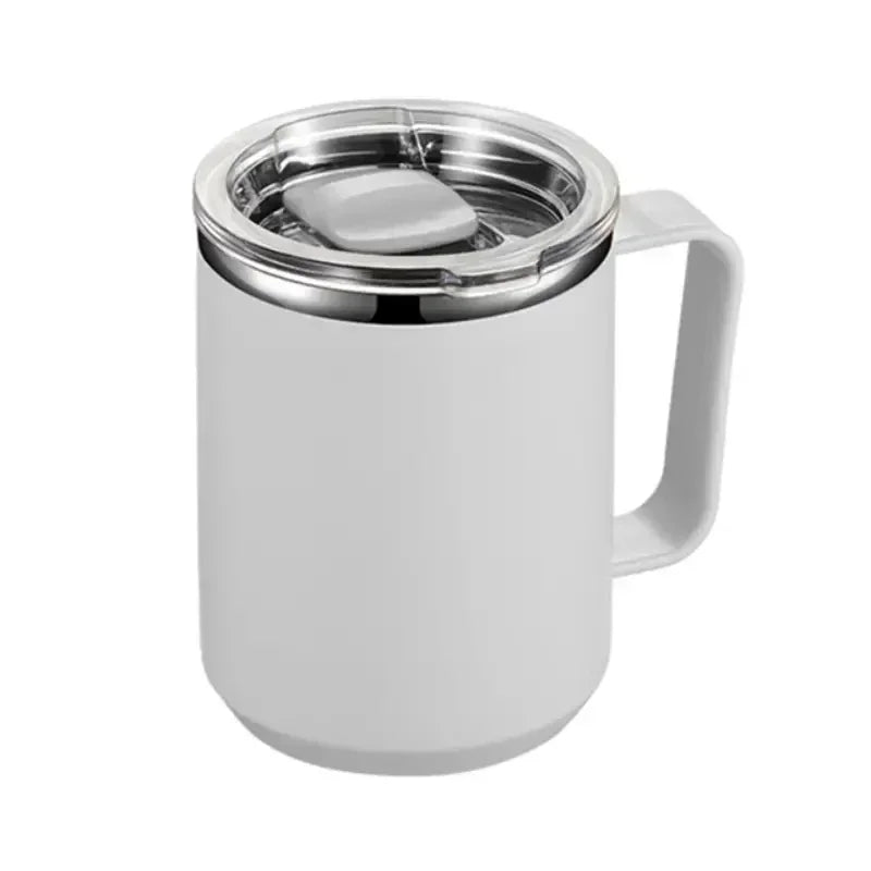 Coffee Cup Handle Lid Straw Insulated Vacuum Stainless Steel Double