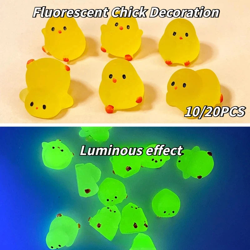 10 20 100 Mini Fluorescent Chubby Chicken Crafts Glow-in-the-dark