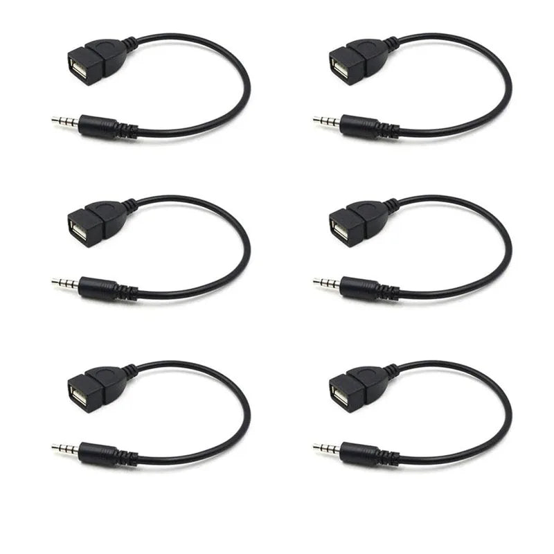 USB Female to 3.5mm AUX Adapter Cable for Car Audio & MP3