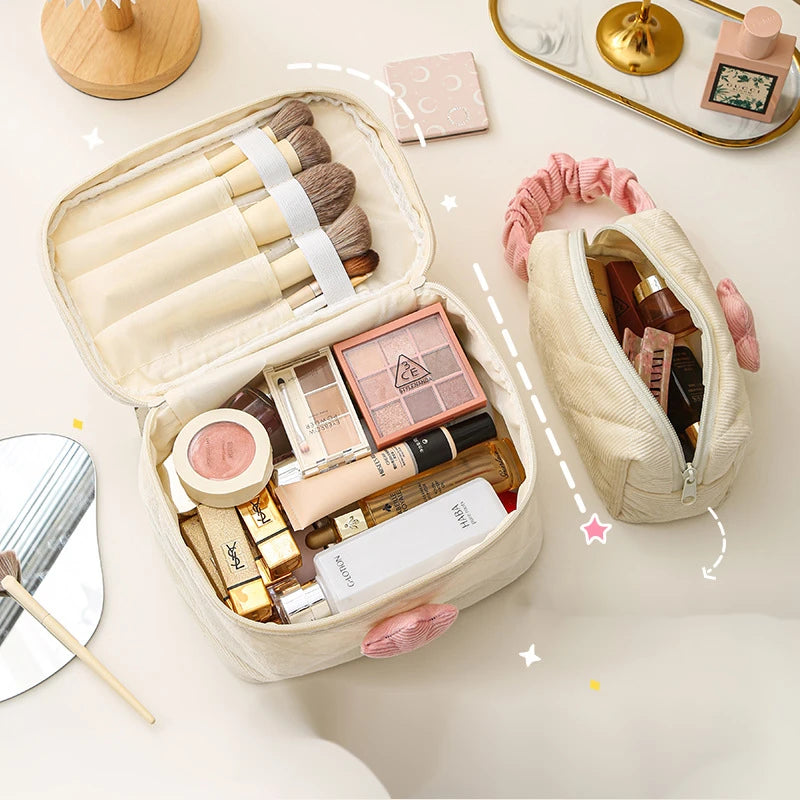 Cute Tulip Handheld Cosmetic Bag Women Large Capacity Portable