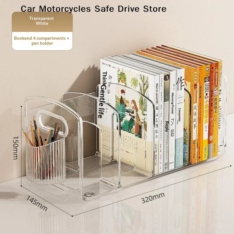 CM4 Compartment Clear Acrylic File Organizer Desktop Magazine Holder
