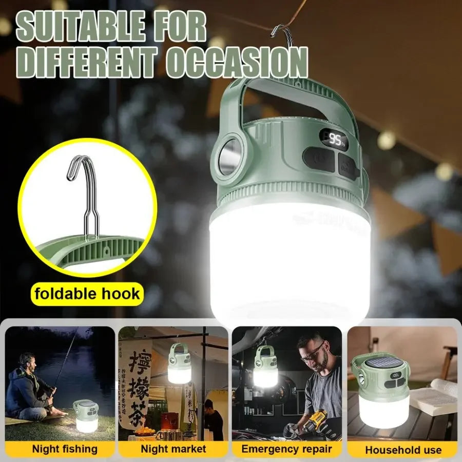 POCKETMAN Solar LED Camping Lantern – Waterproof Rechargeable