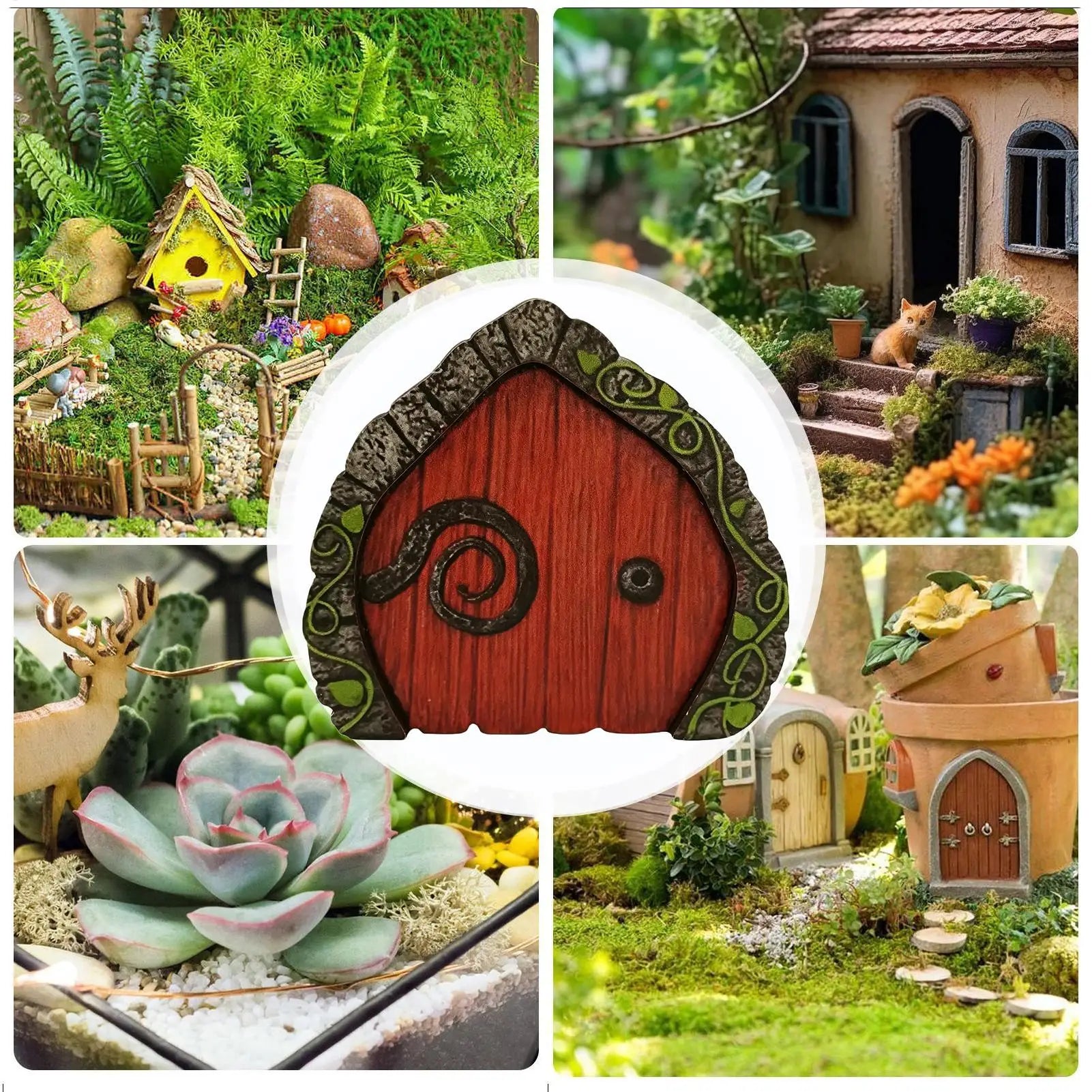 Fairy Door Whimsical Miniature Garden Tree Trunk Ornament Outdoor