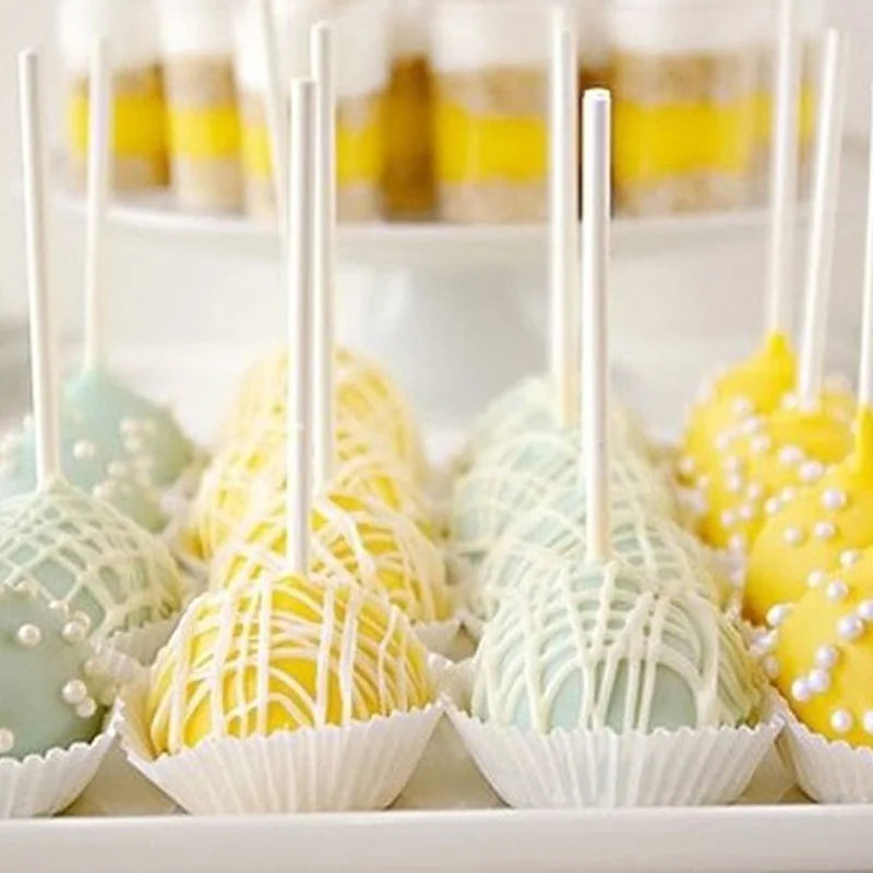 100Pcs Plastic Lollipop Stick Safe White Cake Pop Sucker Sticks For Chocolate Sugar Candy Lollypop DIY Mold Bakeware Tool Zpaxo