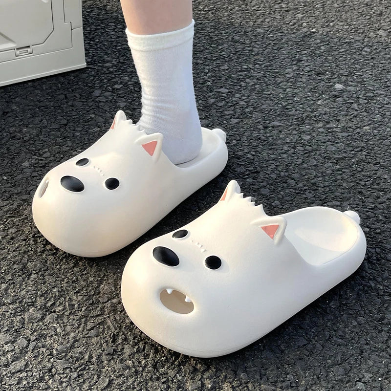 Unisex Cartoon Dog Cloud Slippers EVA Thick Sole Non Slip Slides