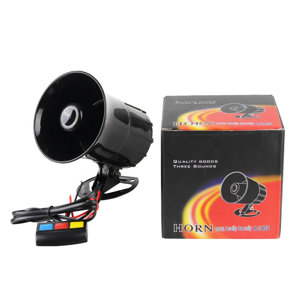 Motorcycle 3 Sounds Horn 110dB 12V Tone Sound Loud Car Warning Alarm
