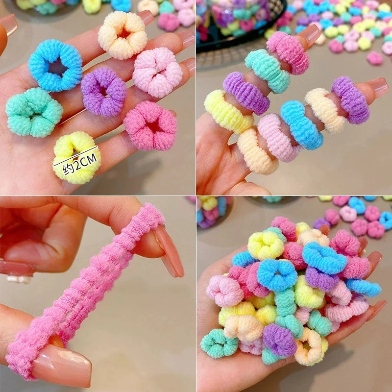 100Pcs Children Elastic Hair Bands Girls Colorful Hair Ties Ponytail Holder Rubber Bands Small Scrunchie Kids Hair Accessories Zpaxo