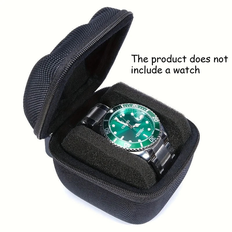 Black Watch Storage Box Hard Case W Soft Pillows Velvet Lined Jewelry