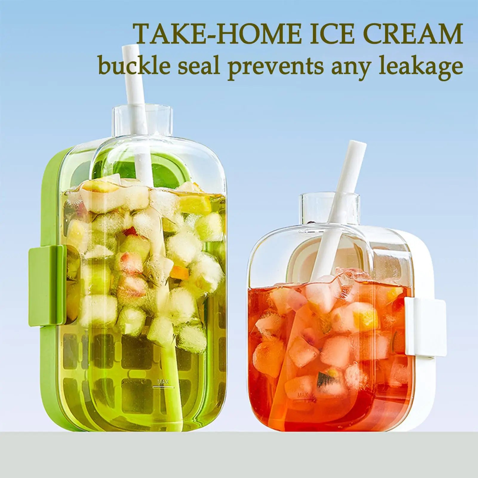2-in-1 Ice Mold Bottle Press Cubes Maker Easy Release Tray Cup Straw
