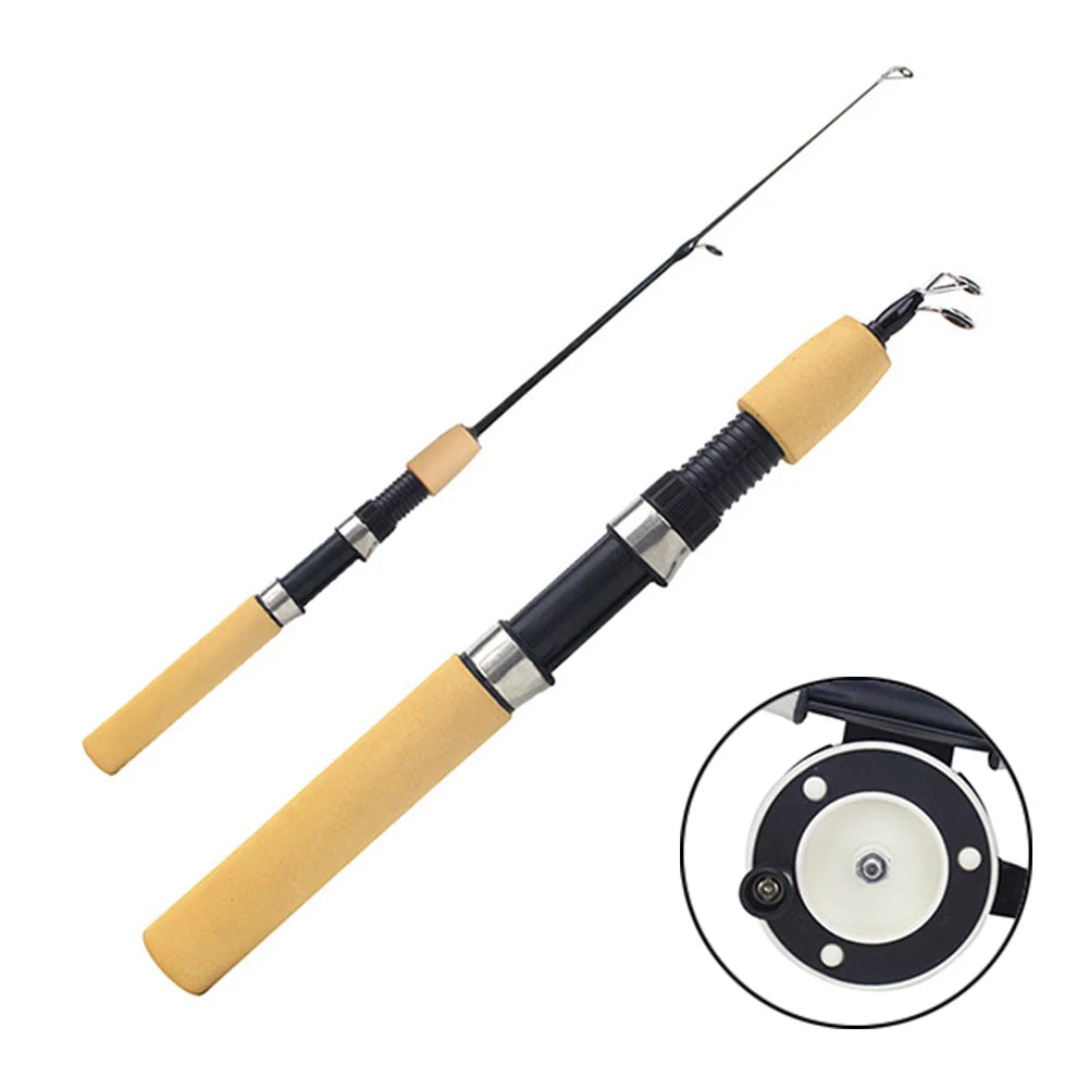 Ice Fishing Rod Portable Spinning Casting Winter Angling Pole Reel