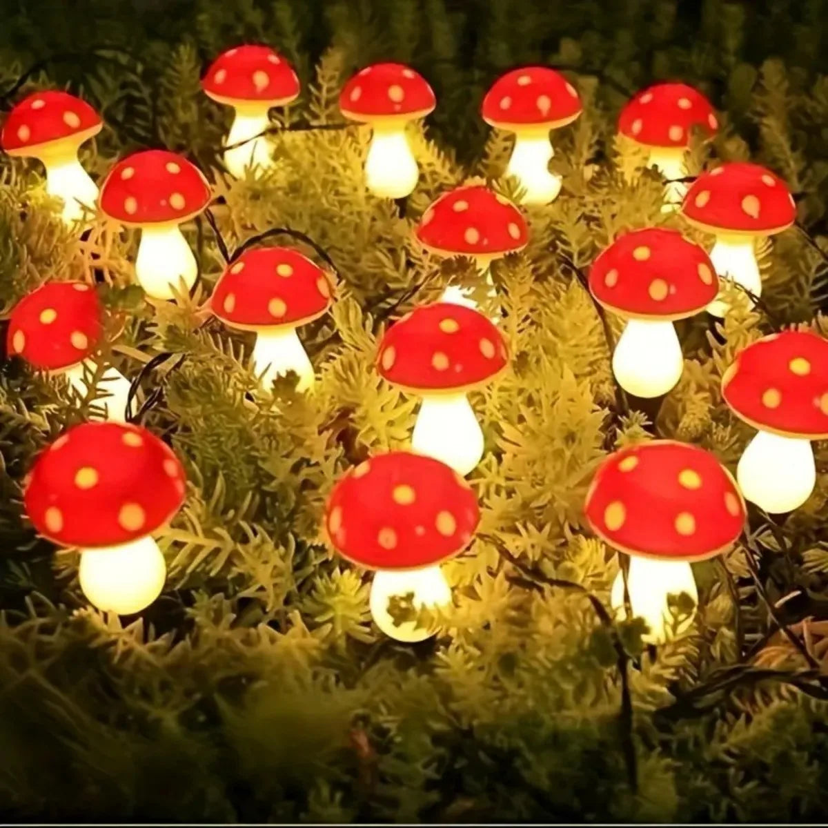 Solar Outdoor Lights Cute Garden Mushroom Decorative Pile String Zpaxo