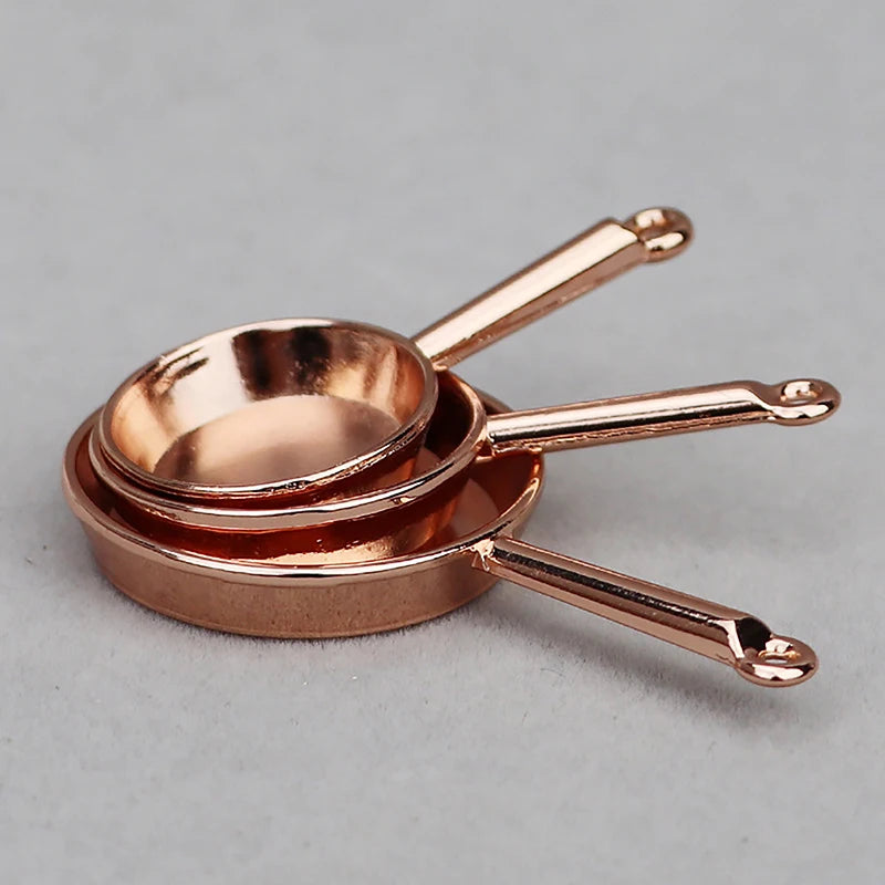 1 12 Dollhouse Miniature Frying Pan Casserole Metal Cookware Kitchen Zpaxo Rose Gold