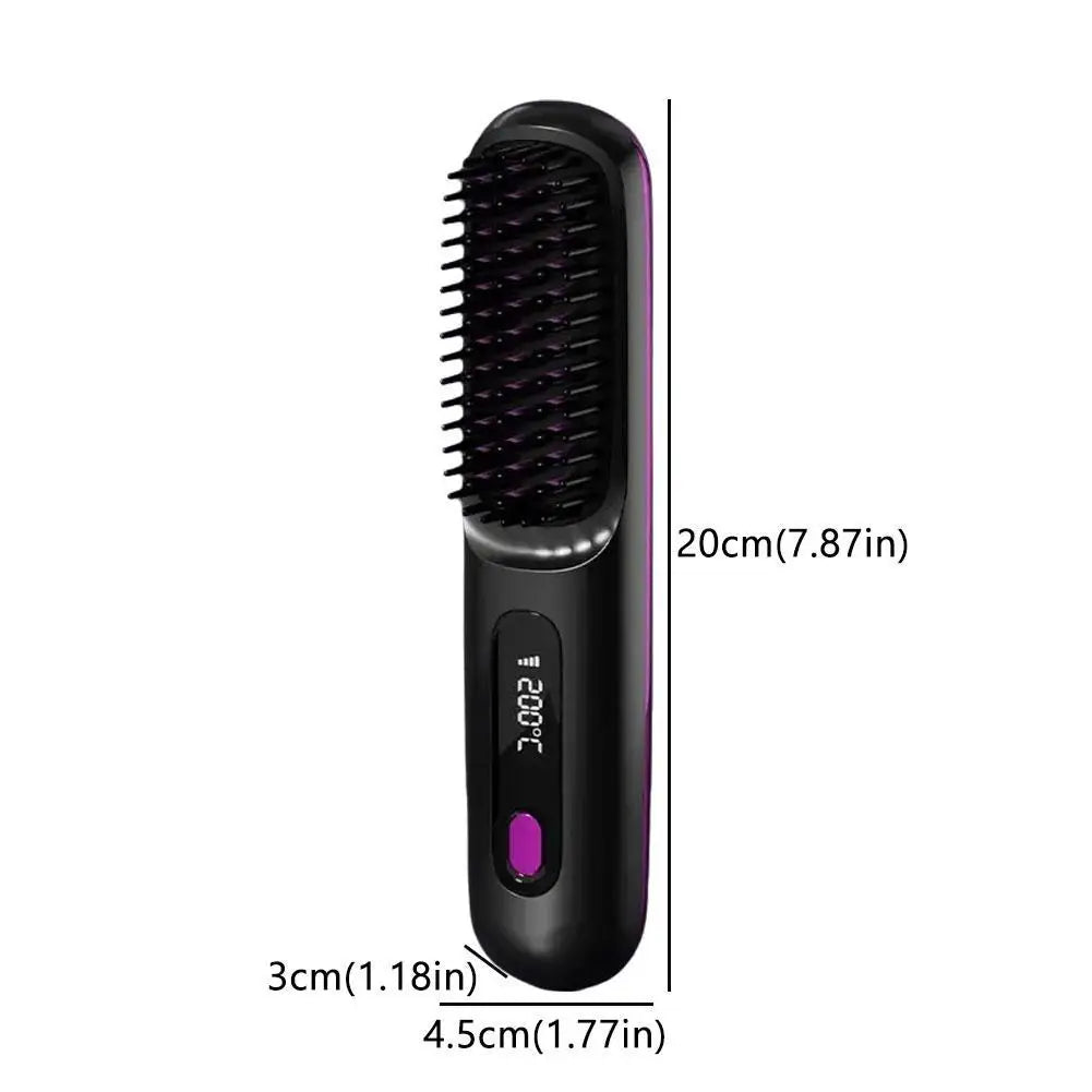 Cordless Hair Straightener Brush – Negative Ion USB Rechargeable Hair Straightener Brush Zpaxo