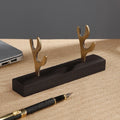 Solid Wood Metal Antler Pen Holder – Desktop Organizer Stand