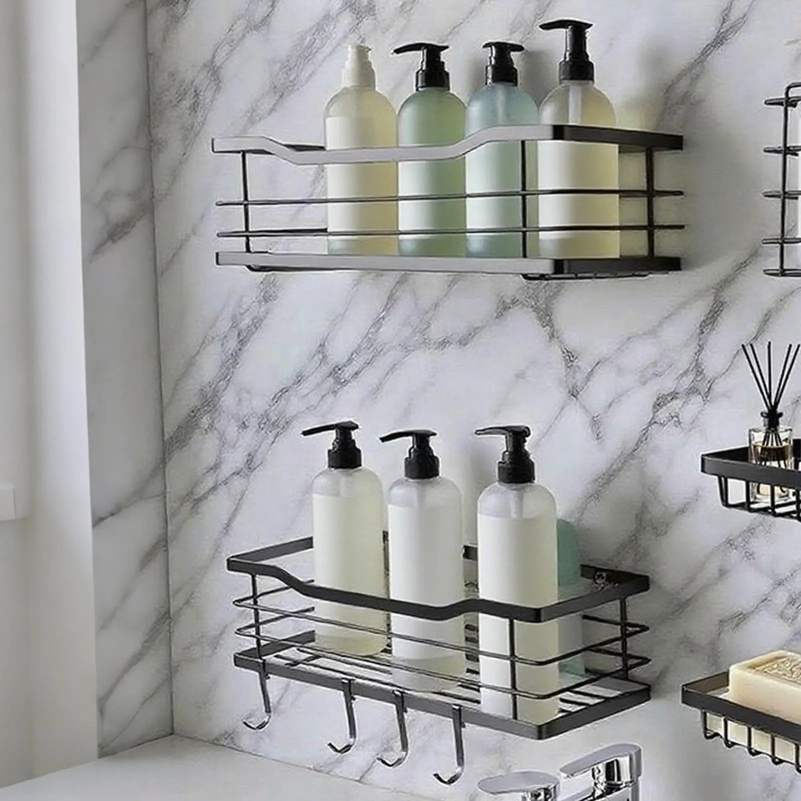Shower Shelves Storage Shelf Wall Mounted 2 Adhesive Display Rack