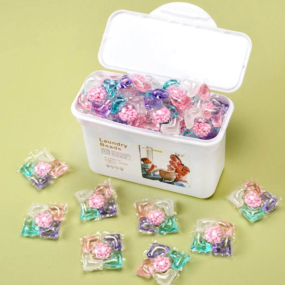 50Pcs Laundry Detergent Soap Box 5 in 1 Laundry Cleaning Washing Capsules Laundry Scent Fragrance Beads for Home Dormitory Zpaxo