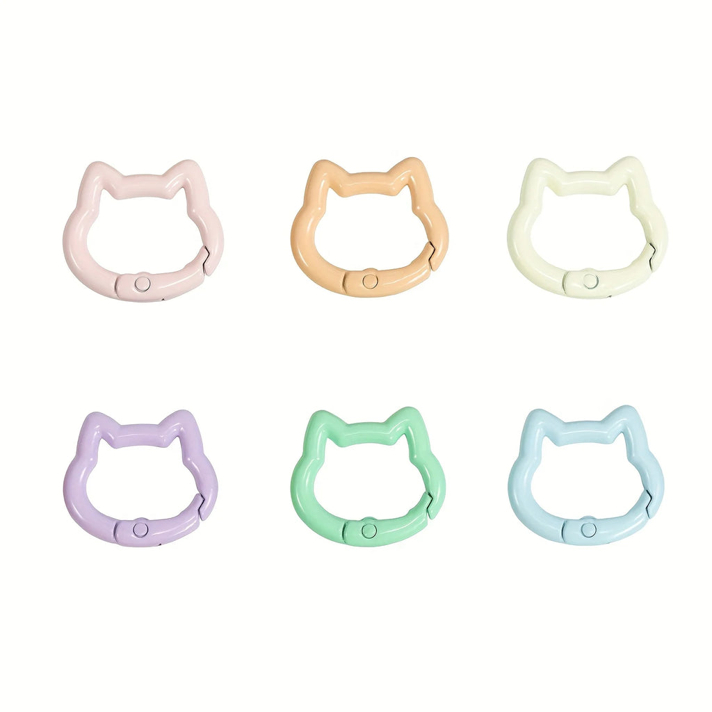 6 Pieces Durable Mixed Color Aluminum Kitten Climbing Buckle Carabiner, Metallic and Macaron Color, Spring Spring Hook Keychain Zpaxo Macaron color