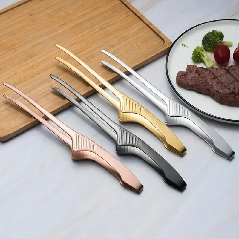 Stainless Steel Food Tongs Chief BBQ Tweezer Clip Portable Picnic
