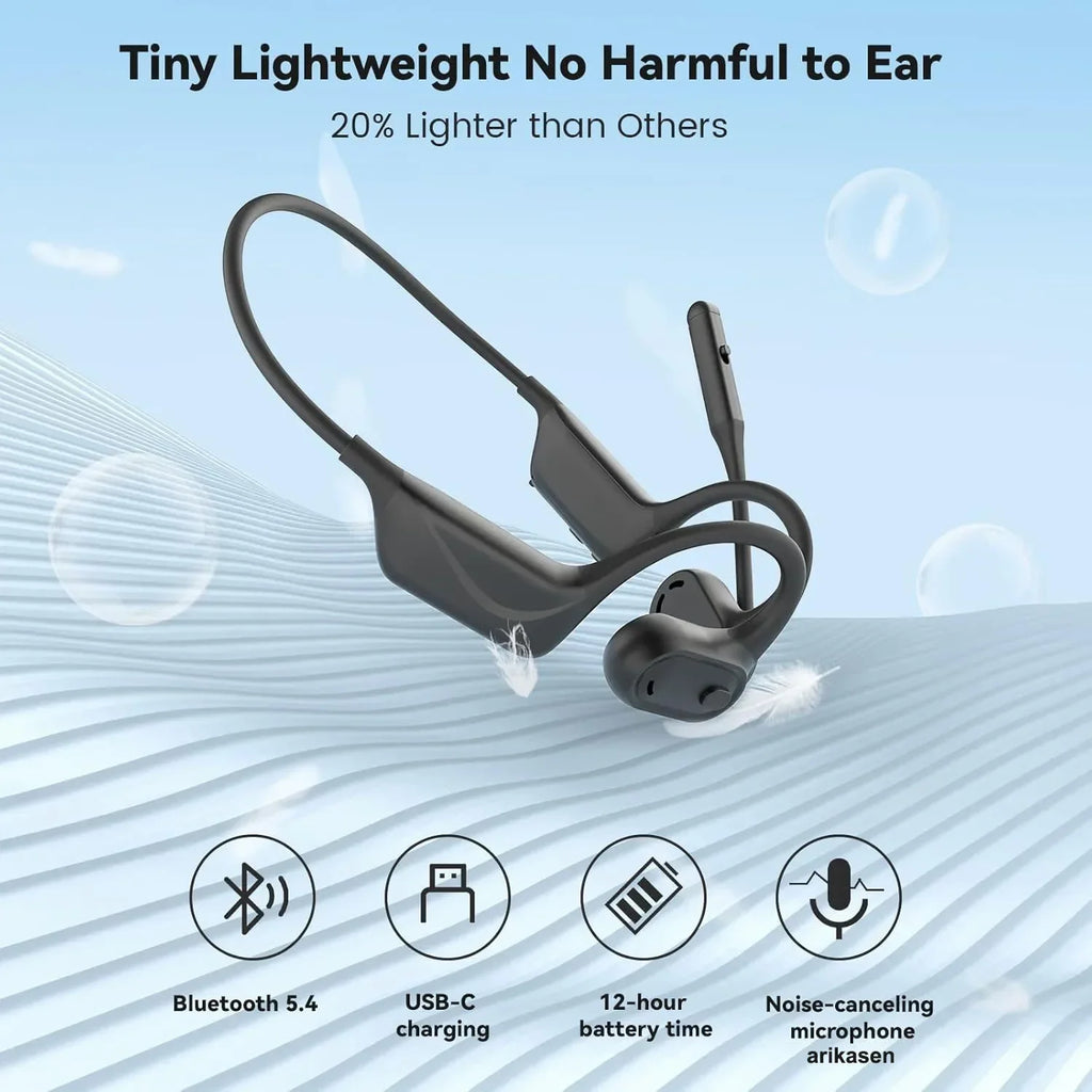 Open Ear Headphones Mic Lightweight Bluetooth 5 4 Headset Microphone