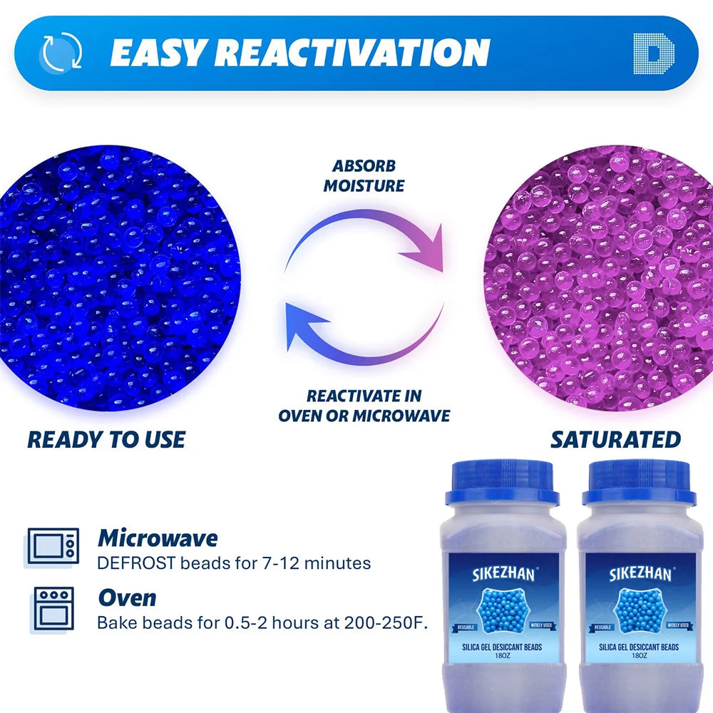 18OZ Blue/orange Waterproof Reusable Silica Gel Beads Bottles Moisture Absorber Electronic Product Desiccant Dehumidifie Zpaxo