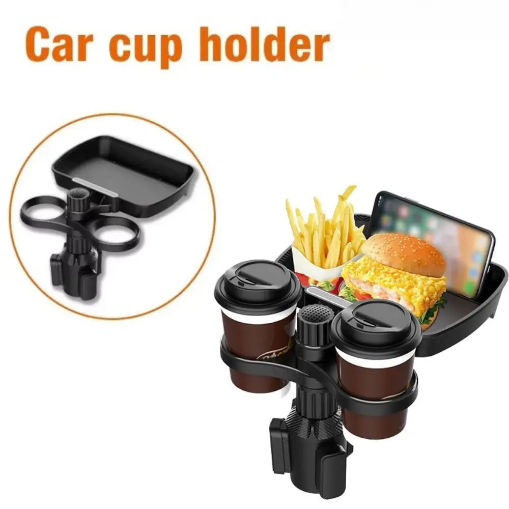 360° Rotation Cup Holder Food Trays Adjustable Base Dual Cup Holder Car Food Storage Rack Easy To Install Detachable Design Zpaxo