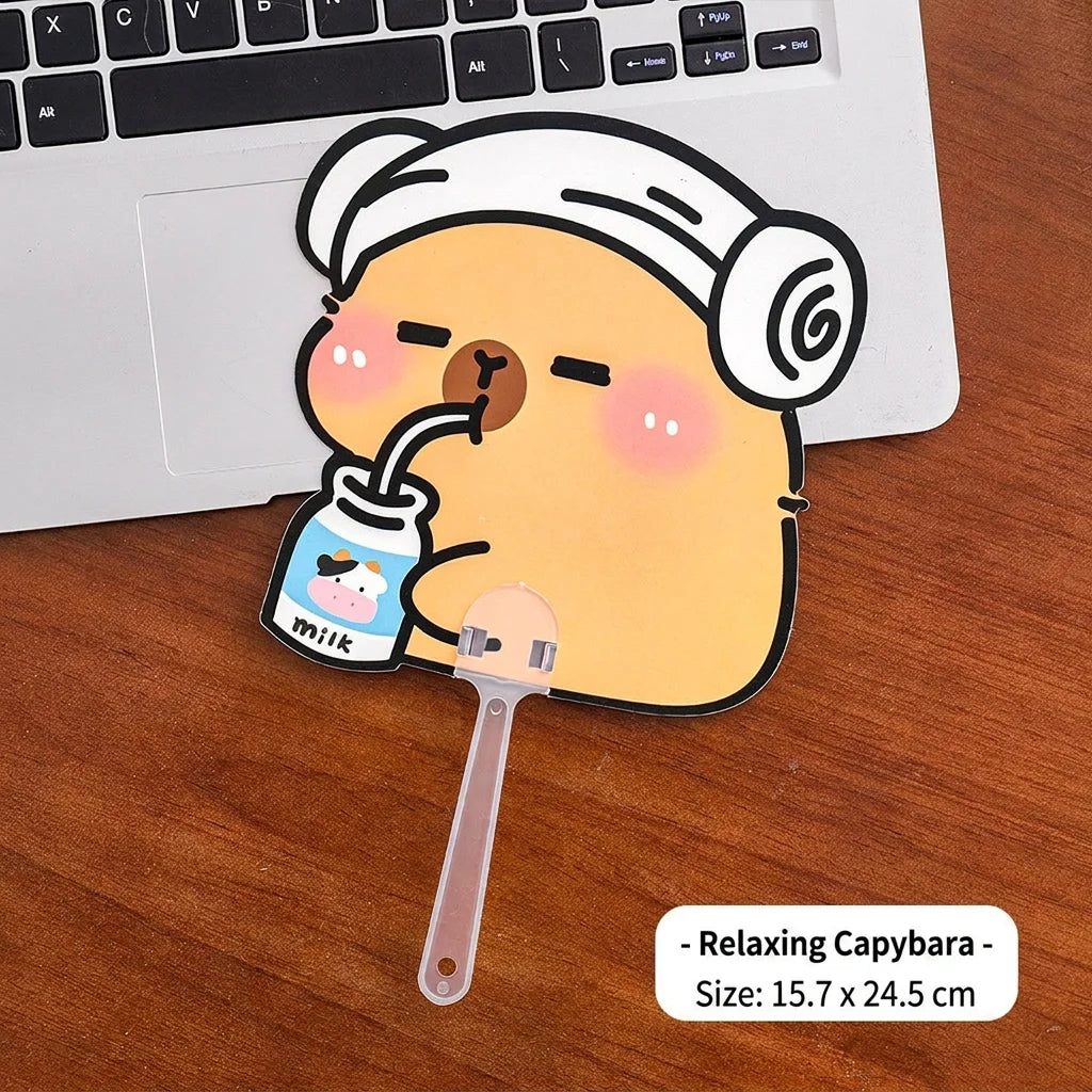 Cute Capybara Die-Cut Handheld Fan | Portable Kids Summer Fan Novelty Handheld Fan Zpaxo Multi-Color-2