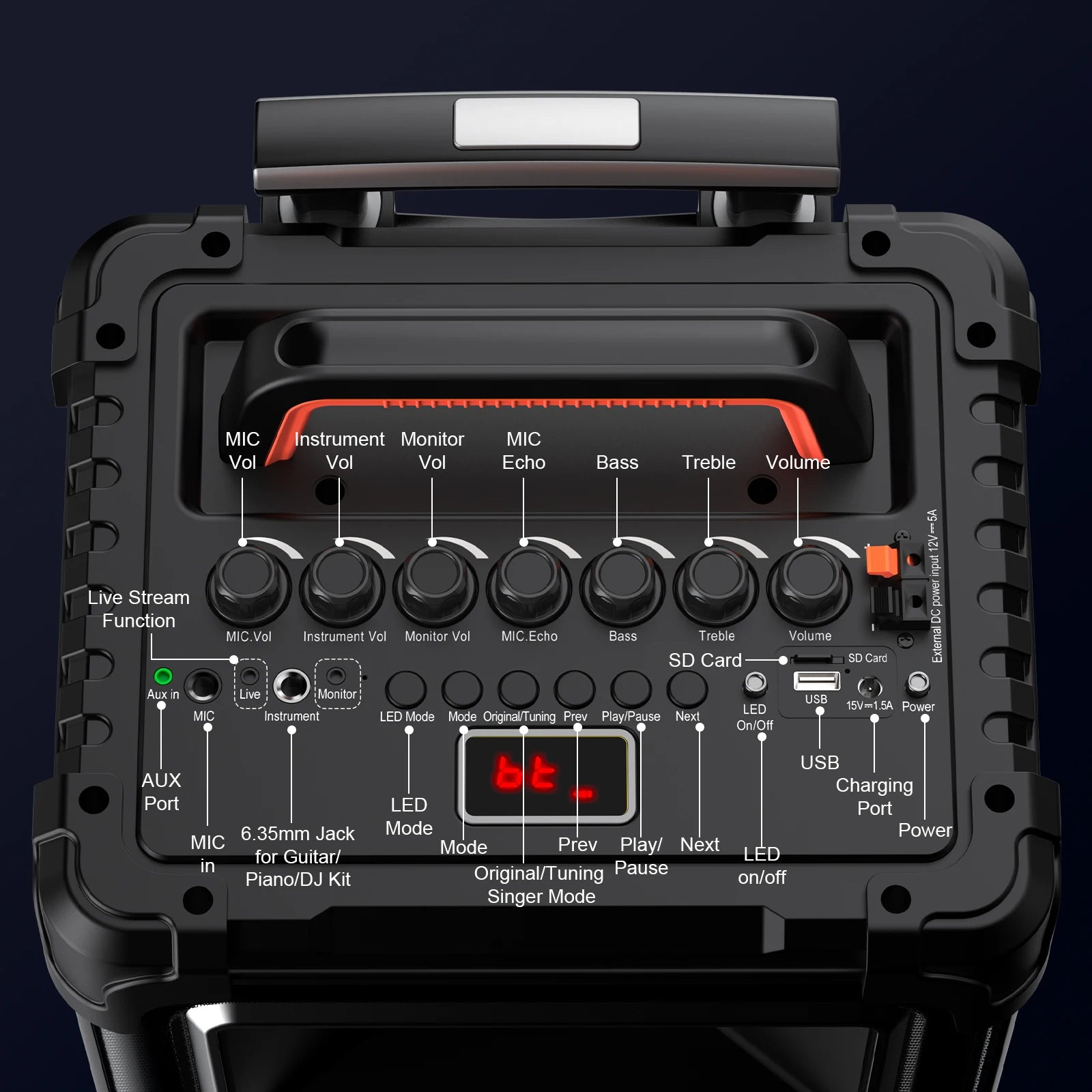 An20 Karaoke Machine About Bass Speaker Large Bluetooth Party Lights