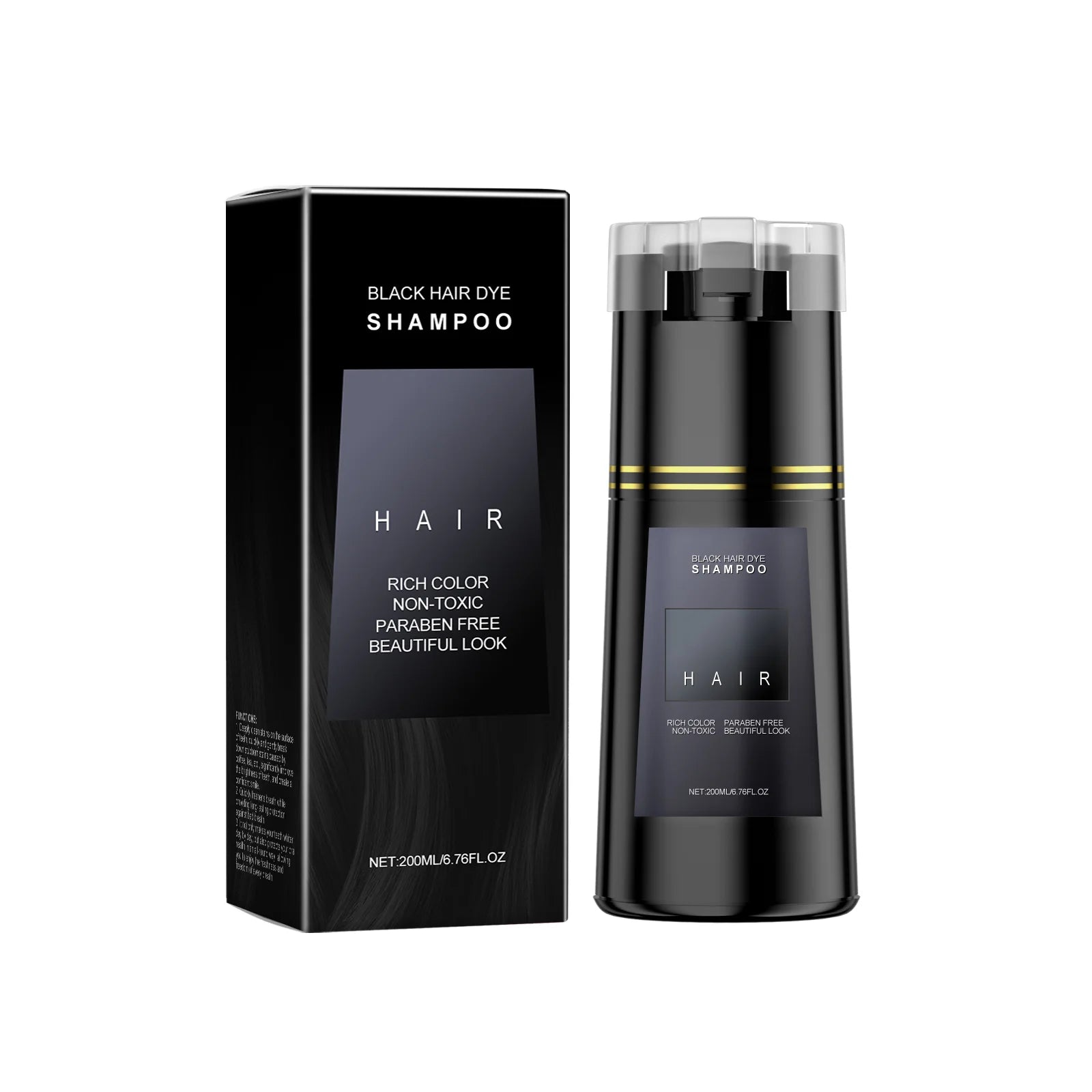 Plant Extract Hair Dye Shampoo – 2-in-1 Color & Cleanse Hair Dye Shampoo Zpaxo Black Color