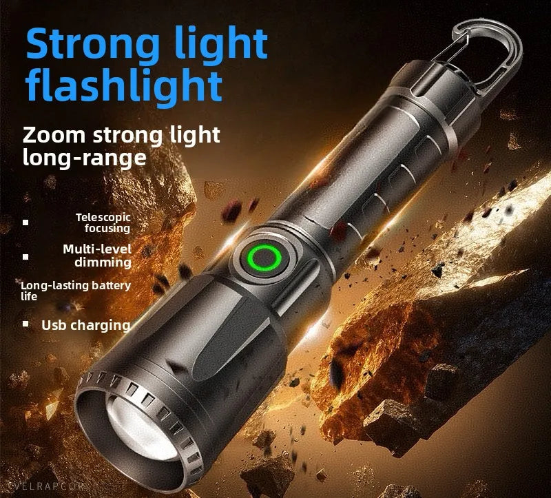 Multifunctional Outdoor Lighting Flashlight Hook Battery Display