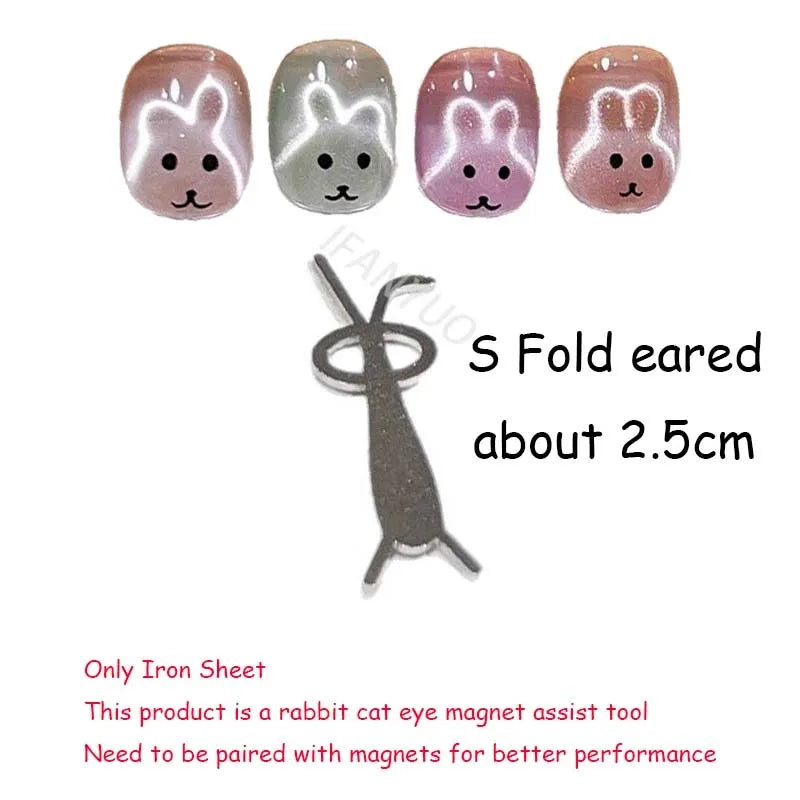 Rabbit Shaped Cat Eye Magnet Flexible Iron Wire Creating Heart Effect Zpaxo S folded ear rabbit