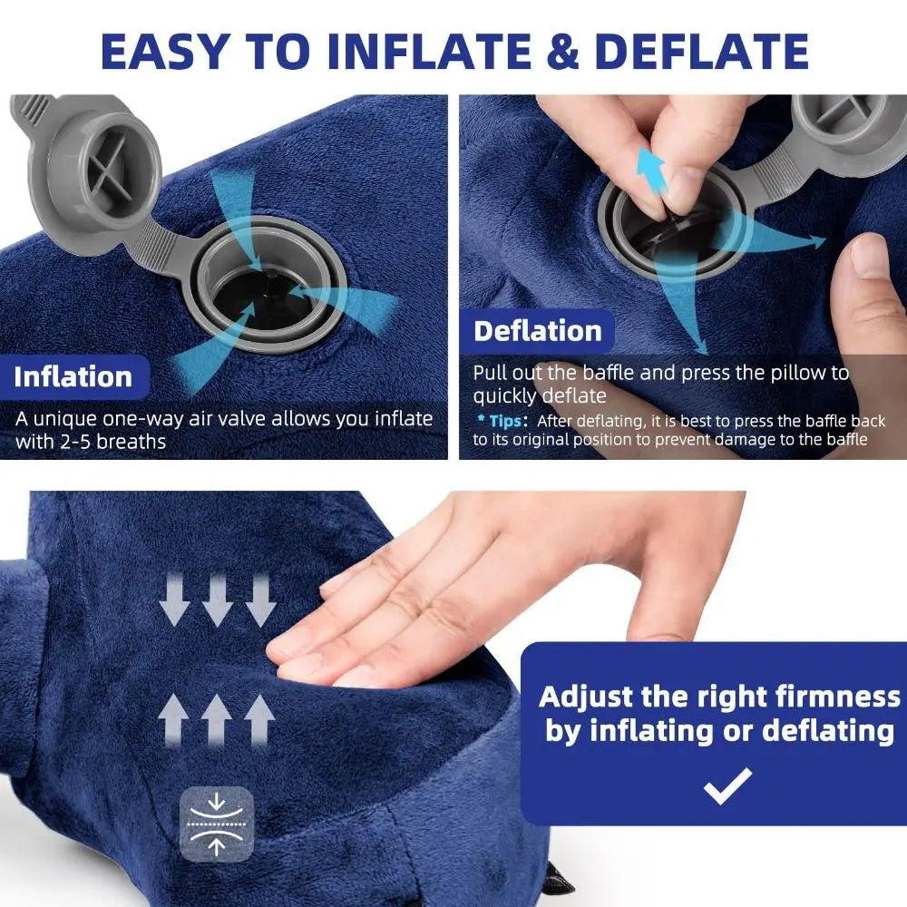 Inflatable Design Travel Neck Pillow Storage Pouch Breathable Zpaxo