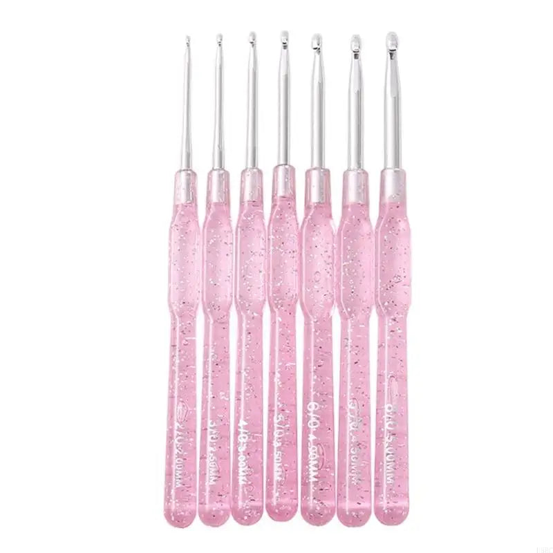 Knitting Tool Crochet Hook Pink Rubber Handle Multiple Gauges Storage Zpaxo Pink CN