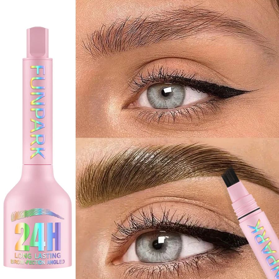 3 Colors 3D Eyebrow Pen Black Brow Brush Cream Makeup Anti-smudge