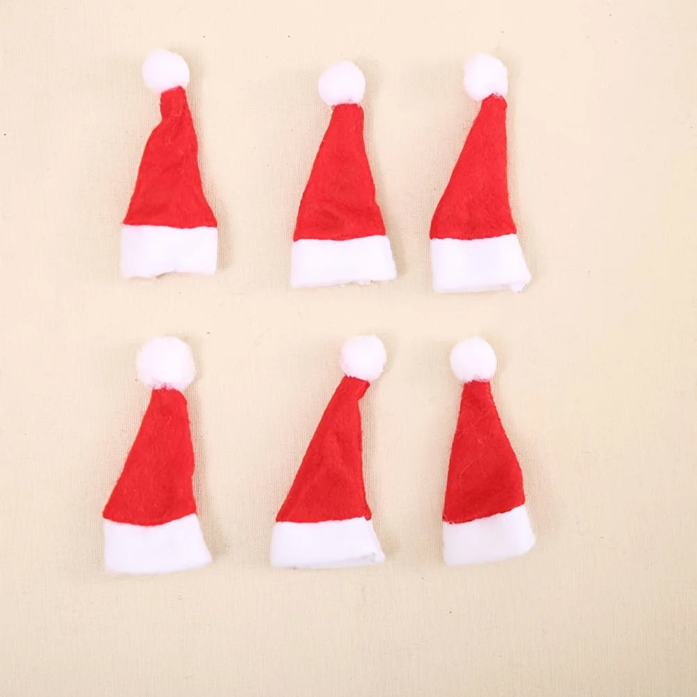 Christmas Halloween Non-woven Fabric Mini Santa Hats Red Candy Cane