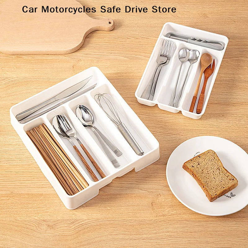 4 5 Compartment Cutlery Tray Rectangle Kitchen Drawer Organizer Spoon