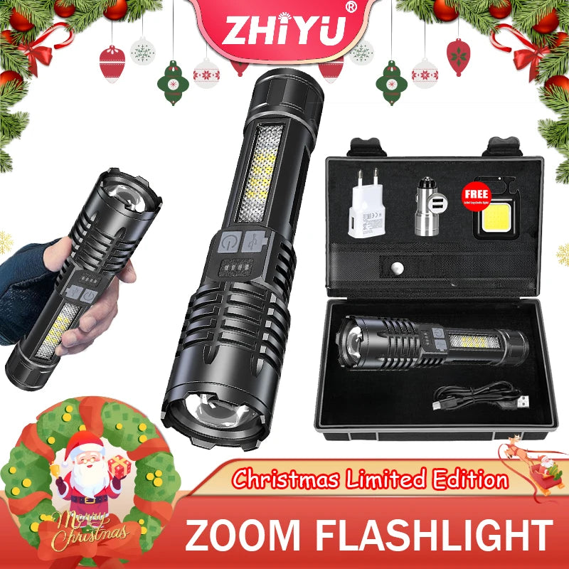 2000LM LED Flashlight – Type-C Rechargeable Zoom Tactical Torch