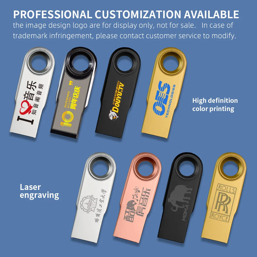 ZSUIT 10PCS/Lot Metal USB Flash Drive 64GB Pen Drive 4GB 8GB 16GB Pendrive 32GB Memory Stick 128GB USB Storage Stick Free LOGO Zpaxo