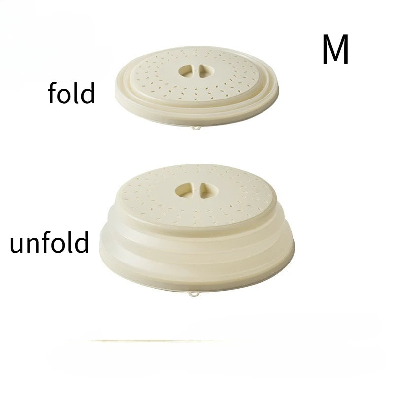 Microwave Splash Guard Expandable Cover Foldable Drain Basket Fridge Zpaxo beiges-M