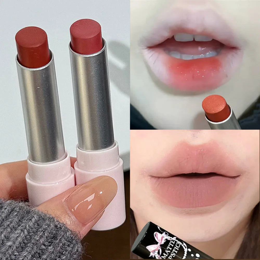 Cement Gray Brown Low Gloss Lipstick Waterproof Sweatproof Not Fade Zpaxo