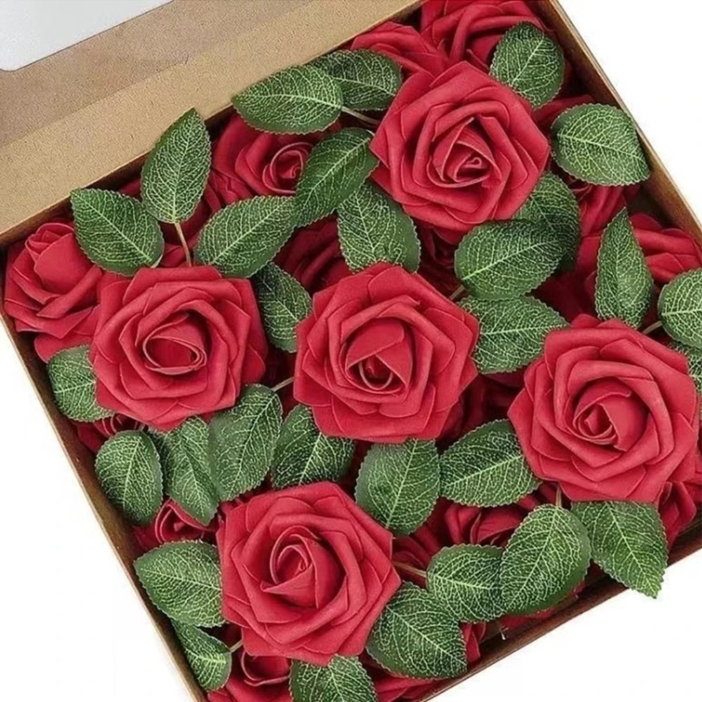 10/15/20/25/30/50/80/100Pcs Artificial Rose Leaves Fake Leaves for Roses Decorations Faux Silk Green Leaves for Wedding Bouquets Zpaxo